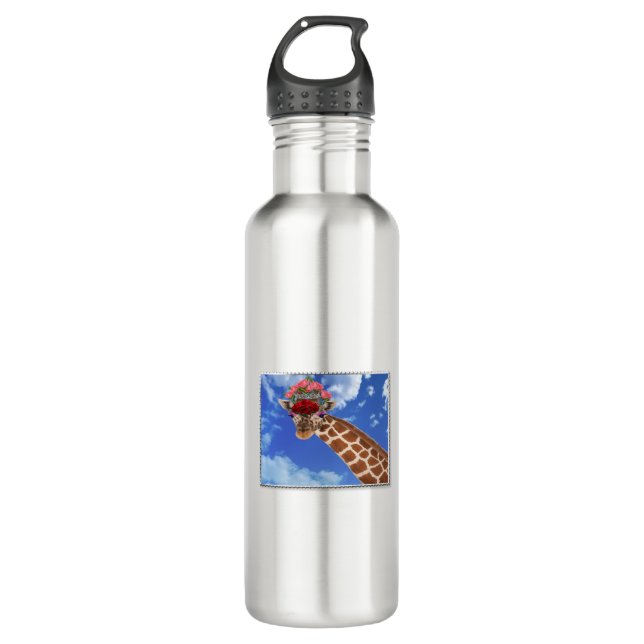 Adorable “Missy Giraffe” Stainless Steel Water Bottle (Front)