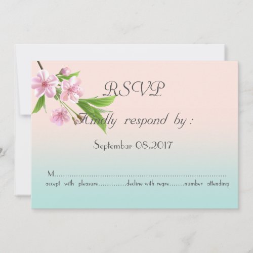 Adorable Modern Blooming Cherry Tree Wedding  RSVP Invitation