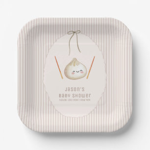 Adorable Modern Bow Asian Dumpling Baby Shower Paper Plates