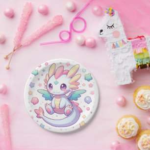 Adorable Modern Dragon Baby Shower Paper Plates