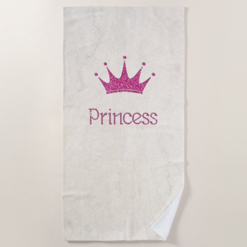 AdorableModernGirlyGlitter Tiara Princess Beach Towel