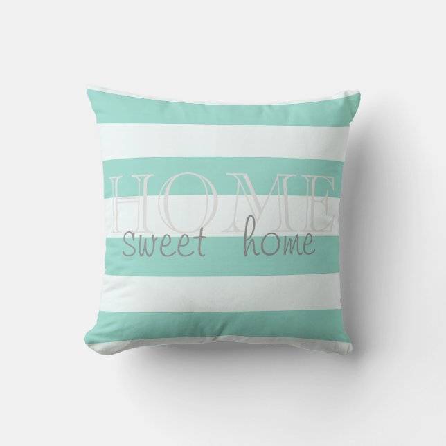 Adorable Modern  Stripes,Home Sweet Home Throw Pillow (Front)