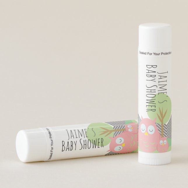 Adorable Mom and Baby Owl Baby Shower Party Lip Balm (Front)