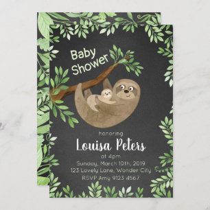 Adorable Mom and Baby Sloth Baby Shower Invitation