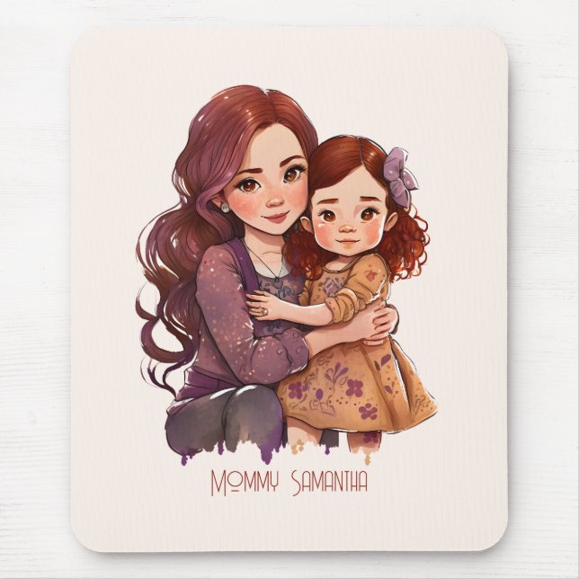 Adorable Mom and Daughter Bond (11) Mouse Pad (Front)