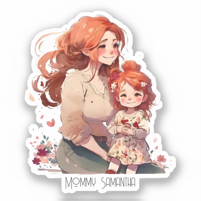 Adorable Mom and Daughter Bond (13) Sticker (Front)