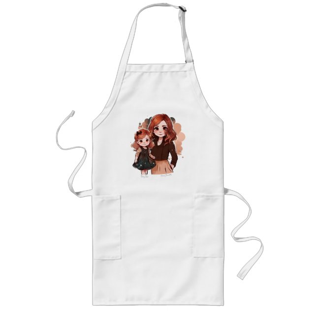 Adorable Mom and Daughter Bond (2) Long Apron (Front)