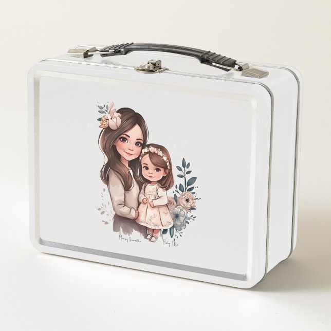 Adorable Mom and Daughter Bond (3) Metal Lunch Box (Front)