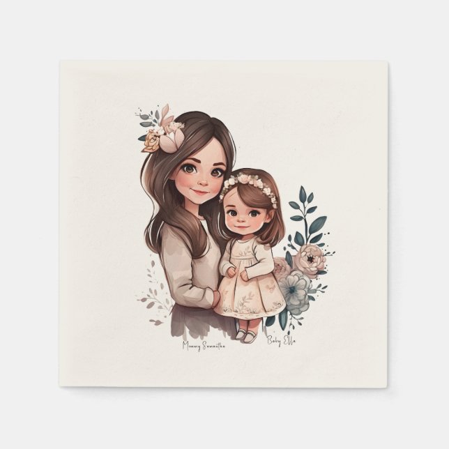 Adorable Mom and Daughter Bond (3) Napkins (Front)