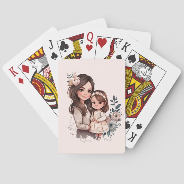 Adorable Mom and Daughter Bond (3) Poker Cards (Back)