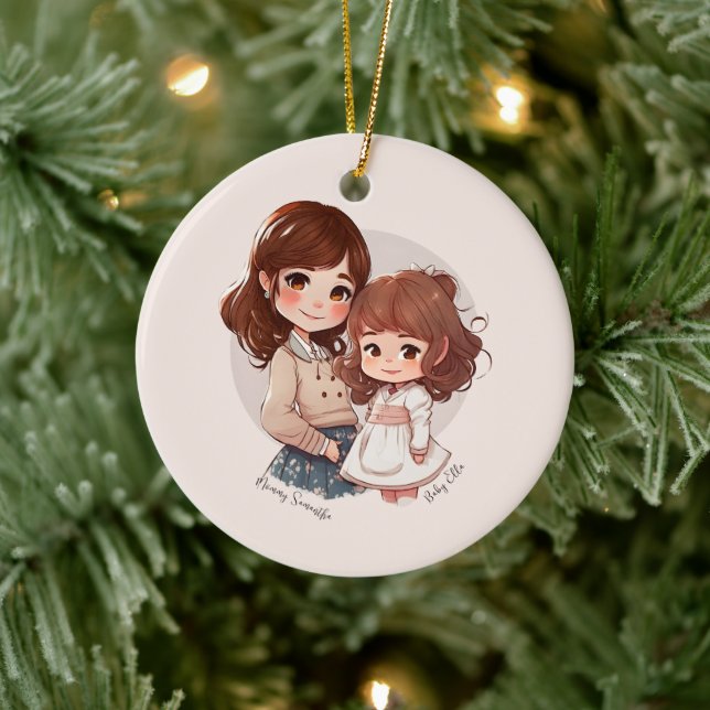 Adorable Mom and Daughter Bond (4) Ceramic Ornament (Tree)