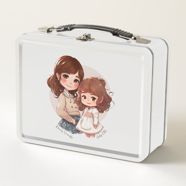 Adorable Mom and Daughter Bond (4) Metal Lunch Box (Front)