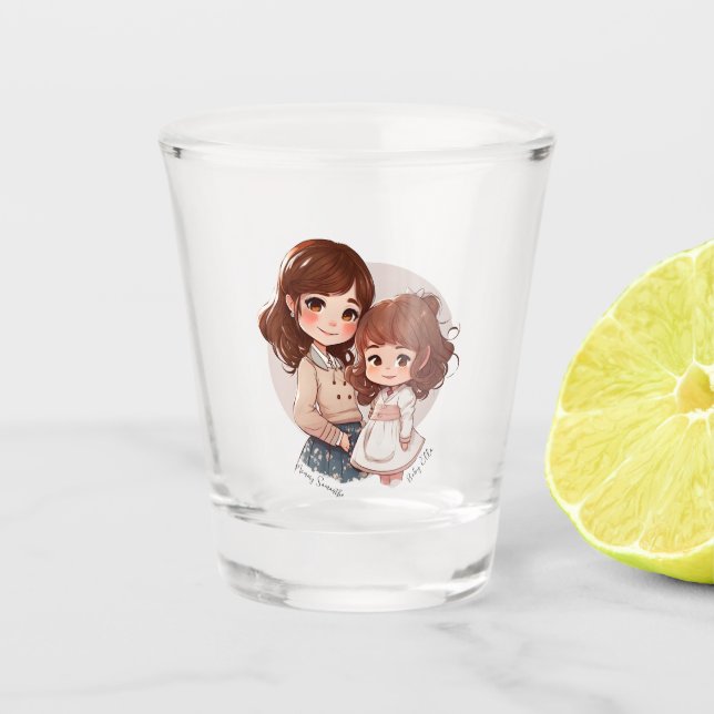 Adorable Mom and Daughter Bond (4) Shot Glass (Front)