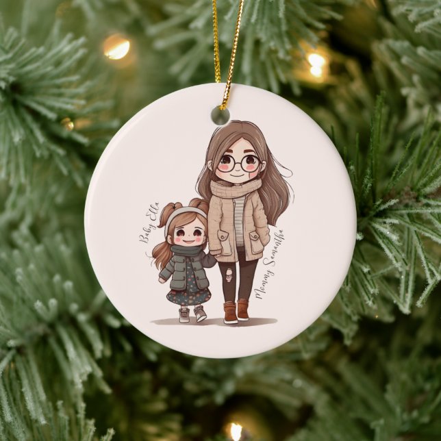 Adorable Mom and Daughter Bond (5) Ceramic Ornament (Tree)