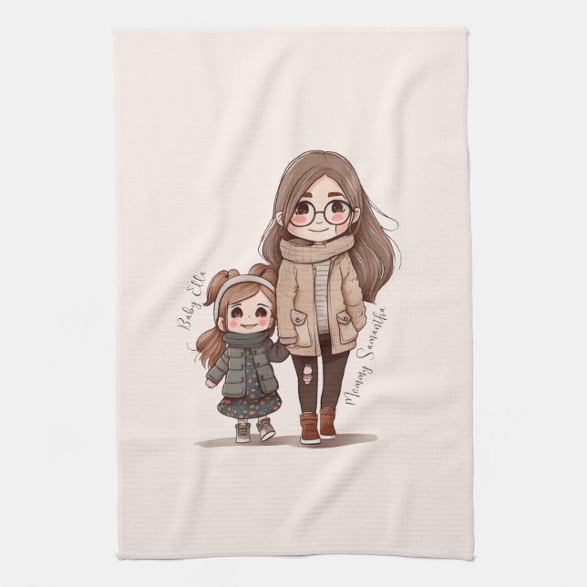 Adorable Mom and Daughter Bond (5) Kitchen Towel (Vertical)