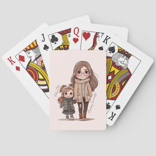 Adorable Mom and Daughter Bond (5) Poker Cards (Back)