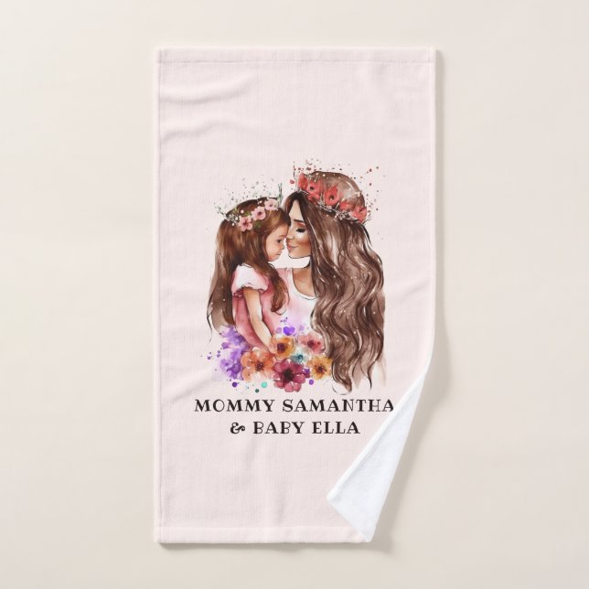 Adorable Mom and Daughter Bond (6) Bath Towel Set (Hand Towel)