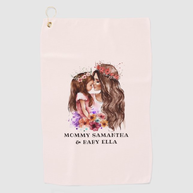 Adorable Mom and Daughter Bond (6) Golf Towel (Front)