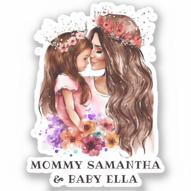Adorable Mom and Daughter Bond (6) Sticker (Front)