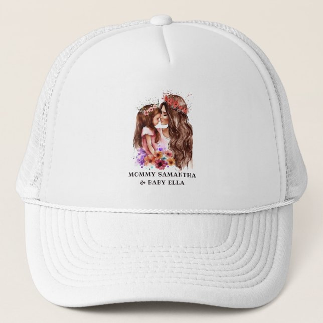 Adorable Mom and Daughter Bond (6) Trucker Hat (Front)