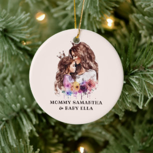Adorable Mom and Daughter Bond (8) Ceramic Ornament