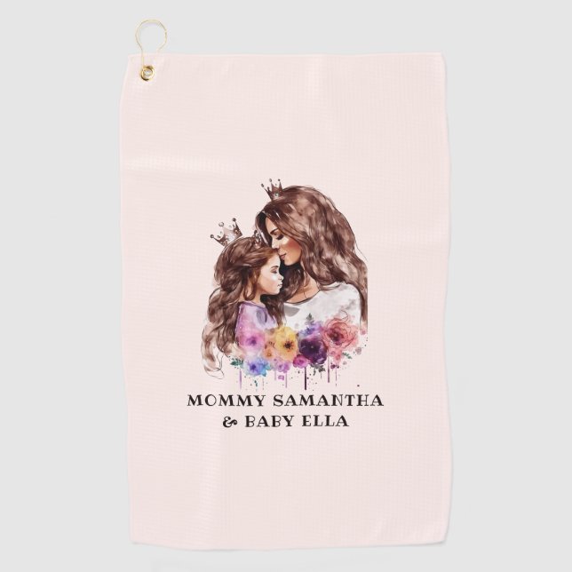 Adorable Mom and Daughter Bond (8) Golf Towel (Front)