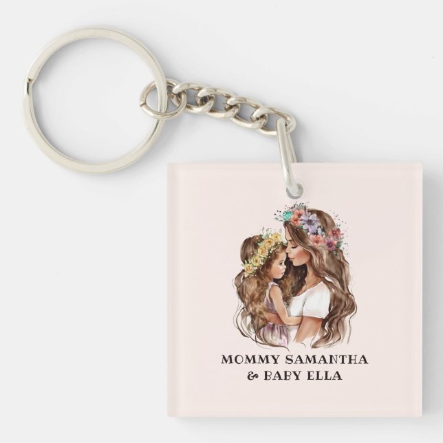 Adorable Mom and Daughter Bond (9) Keychain (Front)