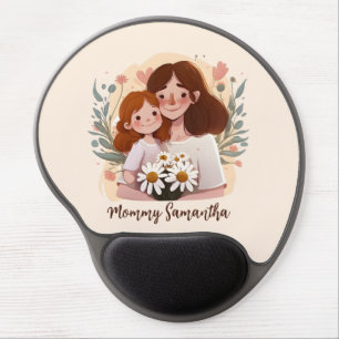 Adorable Mom and Daughter Bond - Floral Frame (2) Gel Mouse Pad