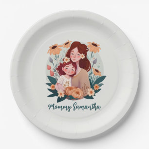 Adorable Mom and Daughter Bond - Floral Frame (3) Paper Plates