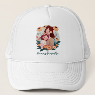 Adorable Mom and Daughter Bond - Floral Frame (3) Trucker Hat
