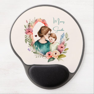 Adorable Mom and Daughter Bond - Floral Frame (4) Gel Mouse Pad