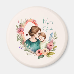 Adorable Mom and Daughter Bond - Floral Frame (4) Magnet