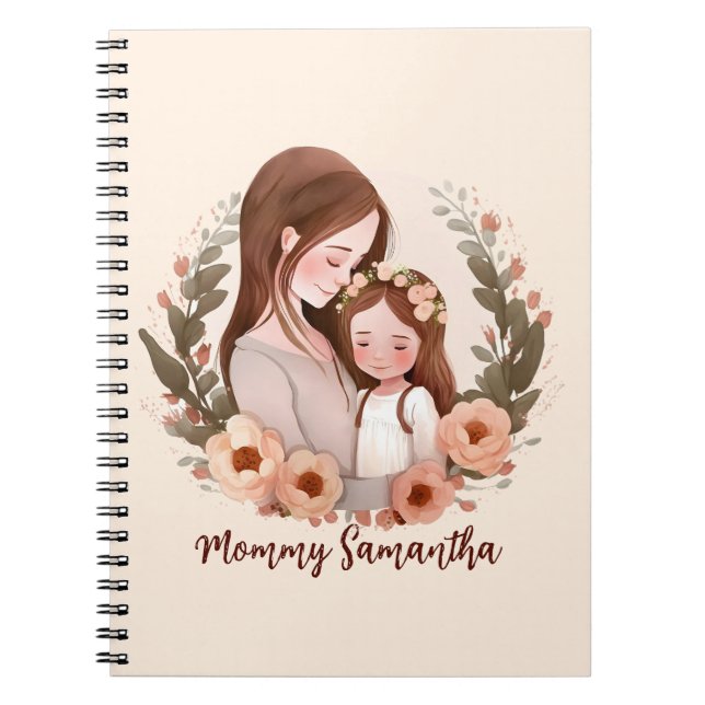 Adorable Mom and Daughter Bond - Floral Frame Notebook (Front)