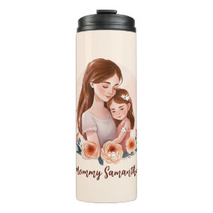 Adorable Mom and Daughter Bond - Floral Frame Thermal Tumbler