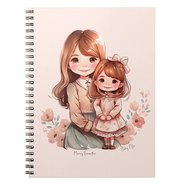 Adorable Mom and Daughter Bond Notebook (Front)