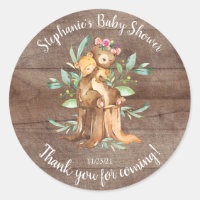 Adorable Mom & Baby Bear Baby Shower Favor Classic Round Sticker