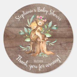 Adorable Mom &amp; Baby Bear Baby Shower Favor Classic Round Sticker