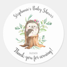 Adorable Mom &amp; Baby Hedgehog Baby Shower Favor Classic Round Sticker
