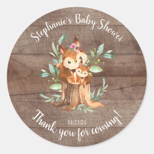 Adorable Mom  Baby Squirrel Baby Shower Favor Classic Round Sticker