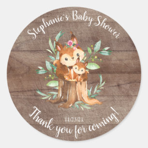 Adorable Mom & Baby Squirrel Baby Shower Favor Classic Round Sticker