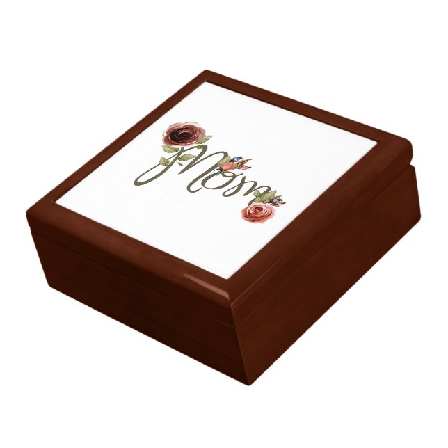 Adorable Mom Gift Box with Pinkish Roses & Leaves (Side)