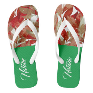 Adorable monogram l Summer beach l Green Burgundy Flip Flops