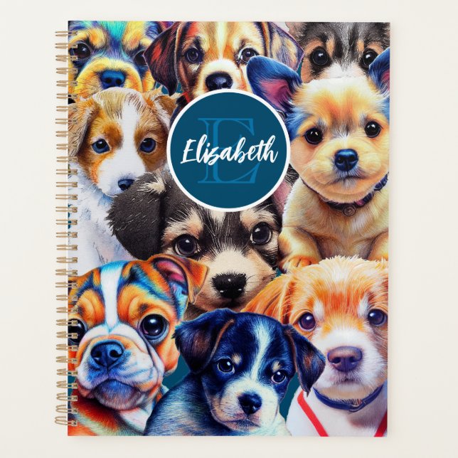Adorable Monogram Puppy Planner (Front)