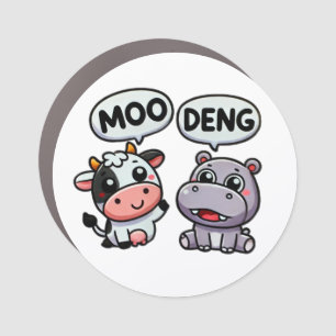 Adorable Moo Deng & Cow Car Magnet