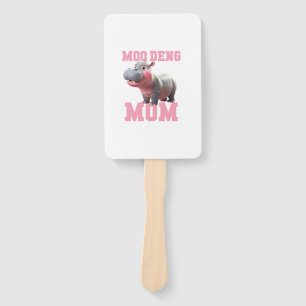 Adorable MOO DENG MOM Baby Hippo Mama Cutest Princ Hand Fan