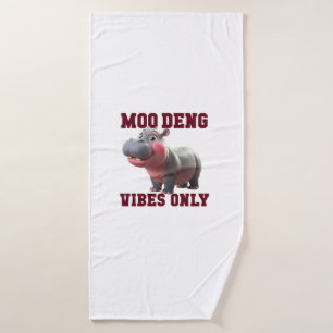 Adorable MOO DENG VIBES ONLY Good Baby Hippo Vibe Bath Towel