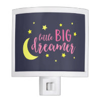 Adorable Moon and Stars Pink Little Big Dreamer Night Light