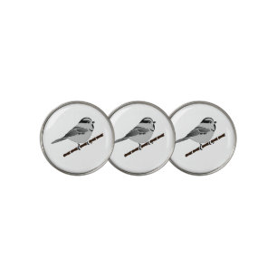 Adorable Mountain Chickadee Bird Illustrated Golf Ball Marker