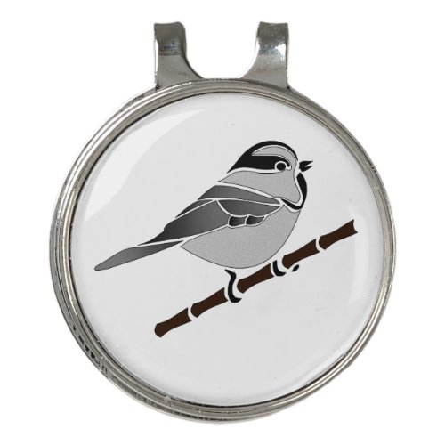 Adorable Mountain Chickadee Bird Illustrated Golf Hat Clip