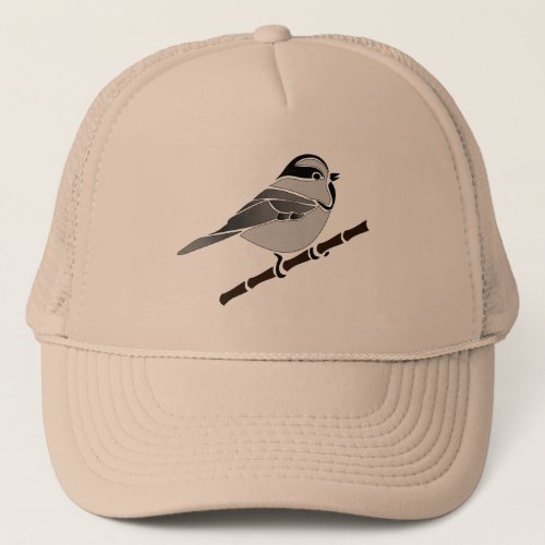 Adorable Mountain Chickadee Bird Illustrated Trucker Hat